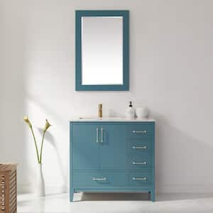 Sutton 24 in. W x 36 in. H Rectangular Wood Framed Wall Bathroom Vanity Mirror in Royal Green