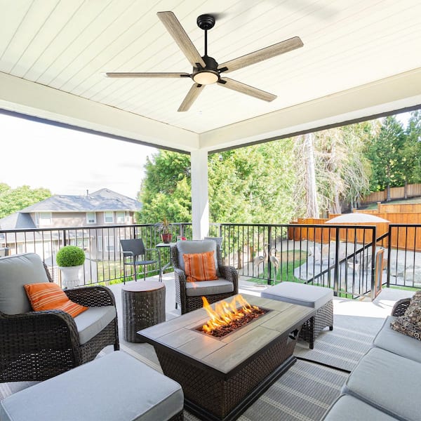 Essex 56 in. Dimmable LED Indoor/Outdoor Black Smart Ceiling Fan with Light and Remote, Works with Alexa/Google Home