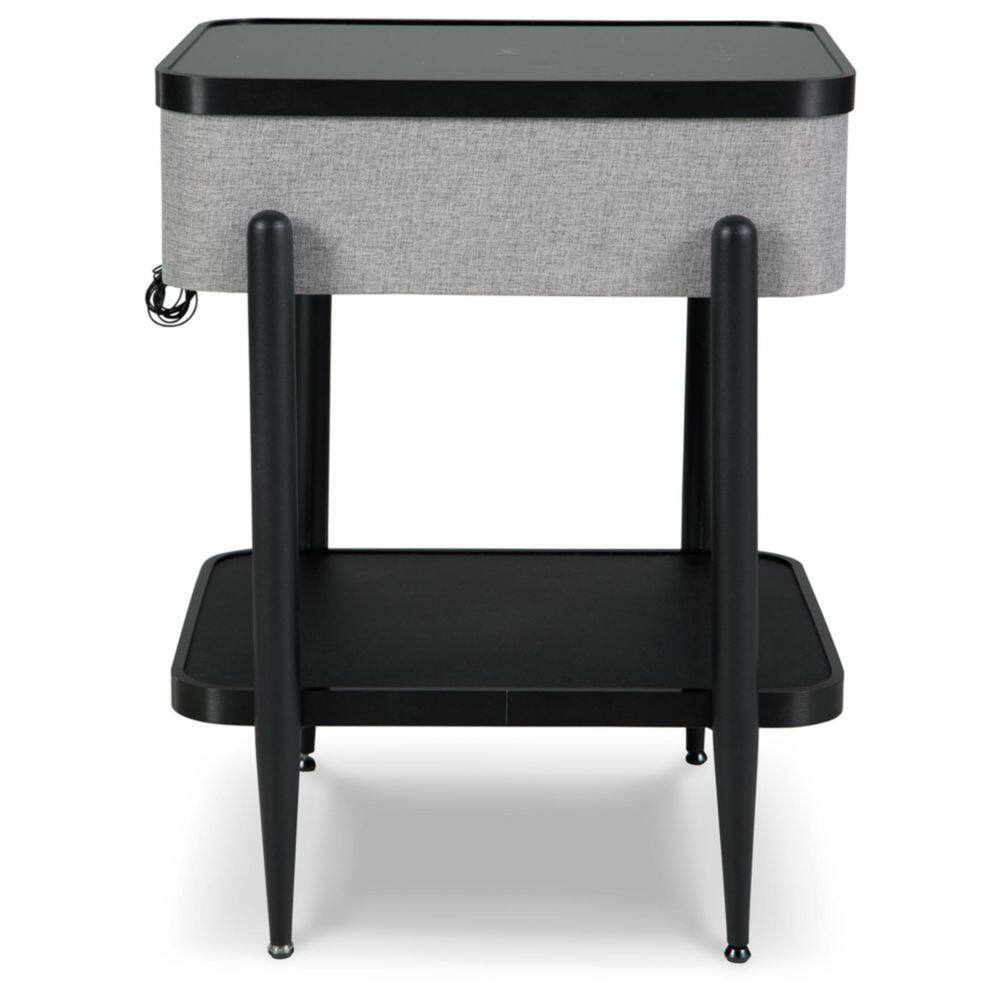 Jorvalee 19 in. Black Rectangle Glass End Table with Shelves - thumbnail 2
