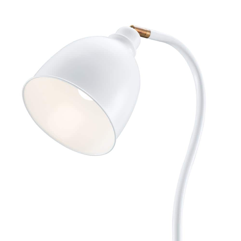Matte White and Brass Adjustable Arc Floor Lamp with Smart Home Compatibility