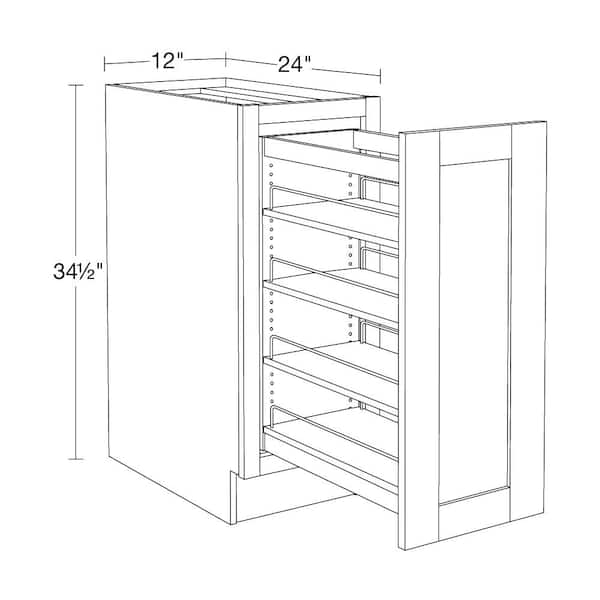 Home Decorators Collection Washington Vesper White Plywood Shaker Assembled Pull Out Pantry Kitchen Cabinet Sft CLS 9.5 in W x 24 in D x 34.5 in H