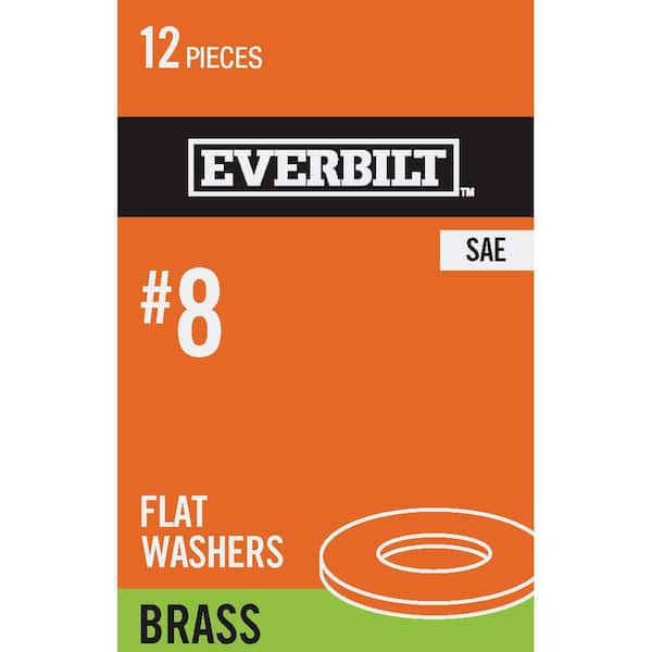 Everbilt #8 Brass Flat Washer (12-Pack)