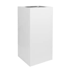 Bouvy Large 32 in. Tall Glossy White Fiberstone Indoor Outdoor Modern High Square Planter