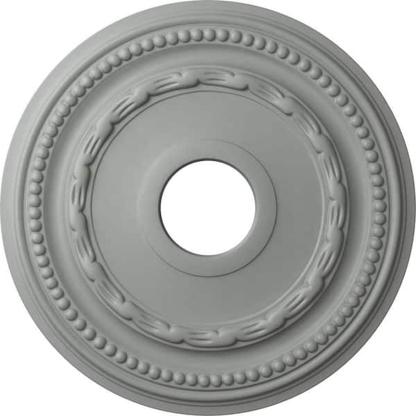 Ekena Millwork 15-3/8" x 3-5/8" I.D. x 1" Federal Urethane Ceiling Medallion (Fits Canopies upto 8-1/2"), Primed White