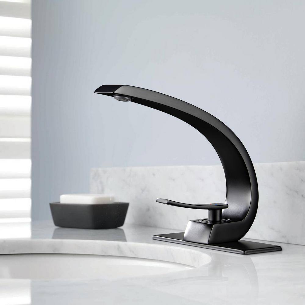 Matte Black Single-Handle High Arc Bathroom Faucet