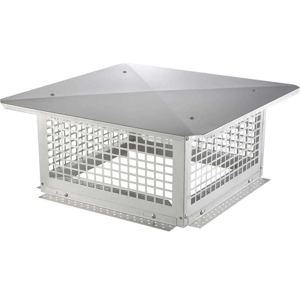 Silver Stainless Steel Square Chimney Cap with Mesh Cover