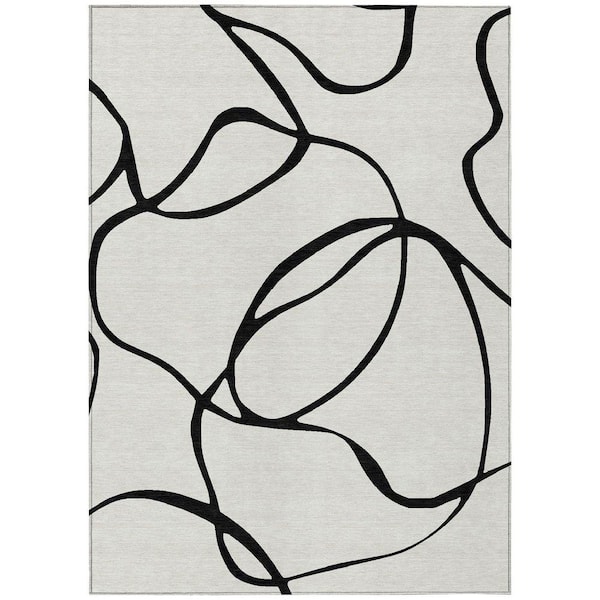 Chantille Machine Washable Indoor/Outdoor Abstract ACN999 White 9 ft. x 12 ft. Area Rug