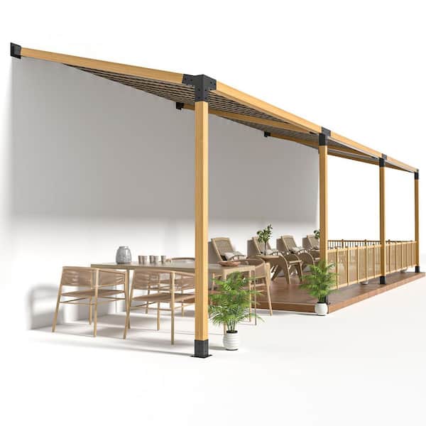 Phewnyzo 4x4 Wood Post Pergola Bracket Kit with 15 Slanted Roof Design, Durable and Stable for DIY Gazebo Installation