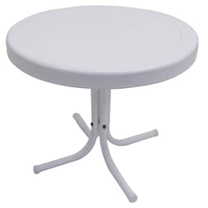 Retro White Round Metal Outdoor Side Table