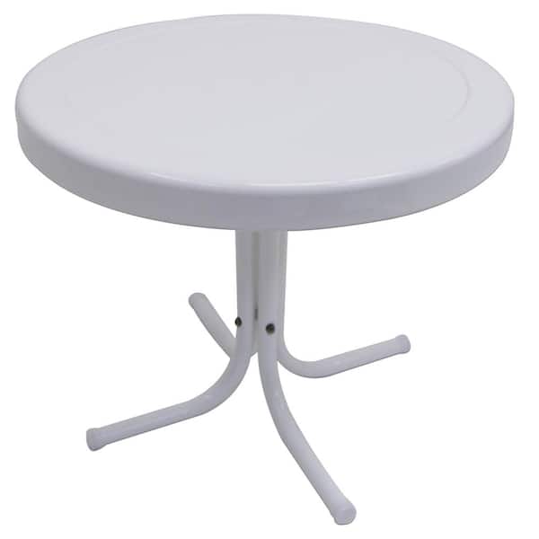 Leigh Country Retro White Round Metal Outdoor Side Table