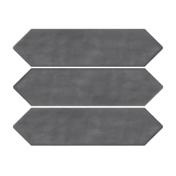 Glossy Ceramic Picket Hexagon Subway 3 in. x 12 in. x 10 mm Wall Tile Case - Shadow (20-Tile Pieces/5 sq. ft.)