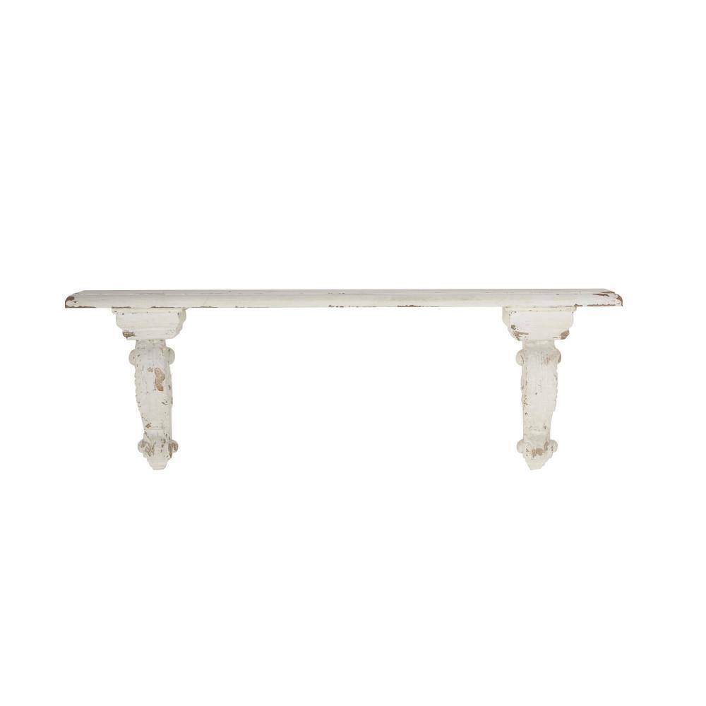 Modern White and Medium Wood 3-Tier Floating Wall Shelf
