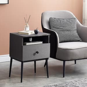 Modern Night Stand, Square End Side Table with Drawer and Storage Space for Sofa Couch, Living Room and Bedroom, Gray