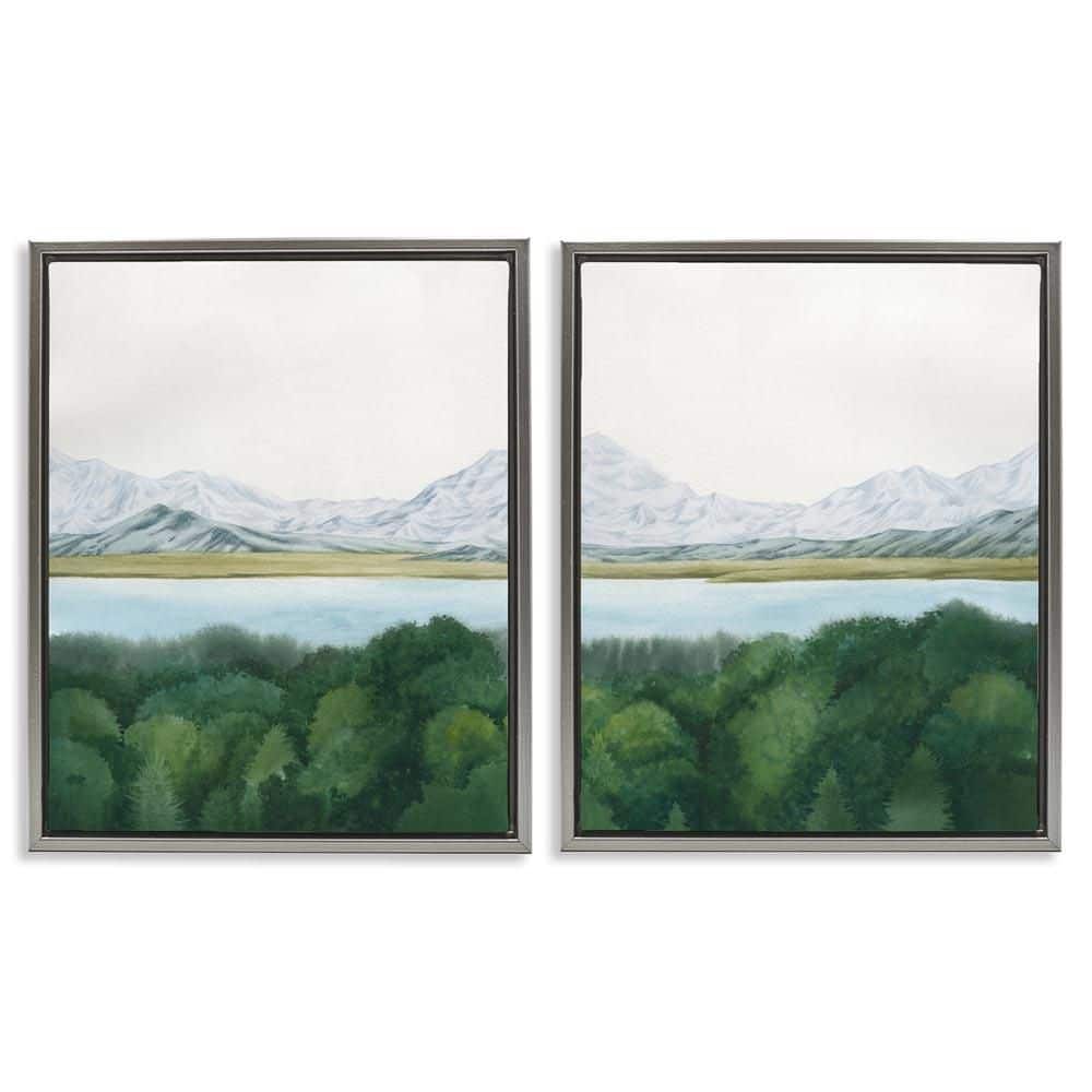 View Over Mountain Trees by Grace Popp 2-Pieces Gray Floater Frame Nature Graphic Art Print 21 in. x 17 in. price history on PriceWatchPro
