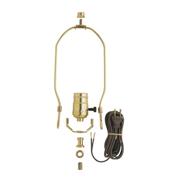 10 in. Brass DIY Make-A-Lamp Bottle Adapter Kit with Standard Base 3-Way Lamp Socket and Hardware Included