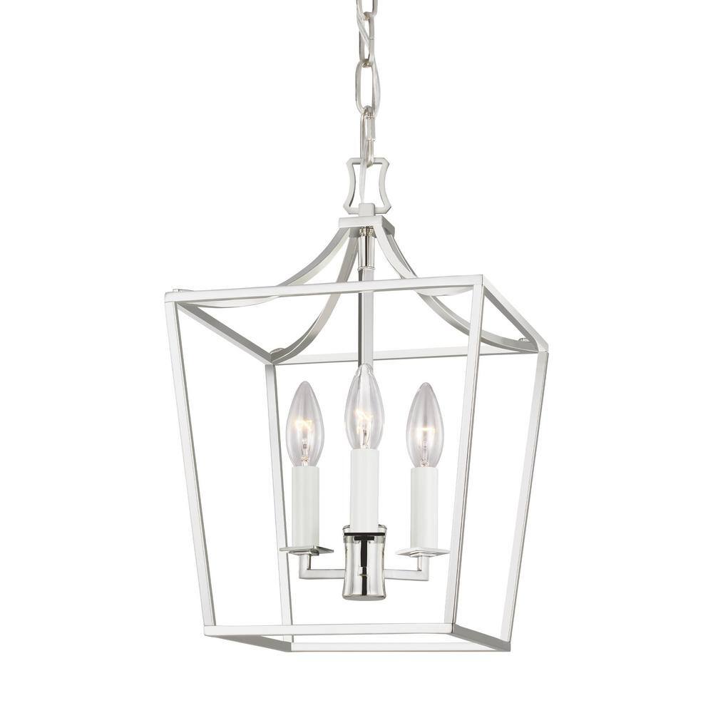 Southold Polished Nickel Mini Lantern with Brass Accents