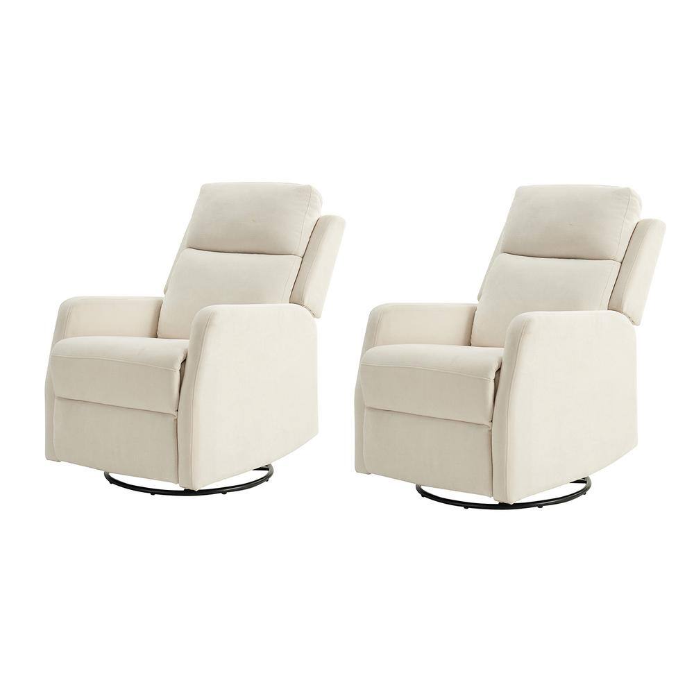 Luis Ivory Traditional Swivel Rocker Recliner with Adjustable Headrest Set of 2