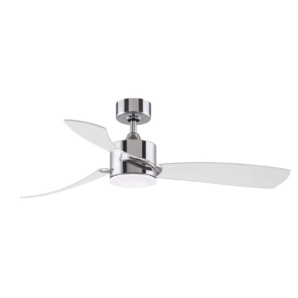 SculptAire Chrome 52" Smart Ceiling Fan with LED Light Kit