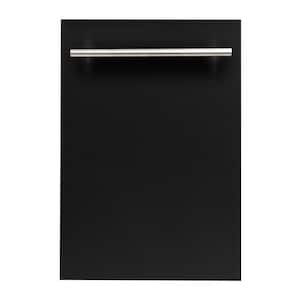 ZLINE 18" Compact Black Matte Top Control Dishwasher with Stainless Steel Tub and Modern Style Handle, 52 dBa