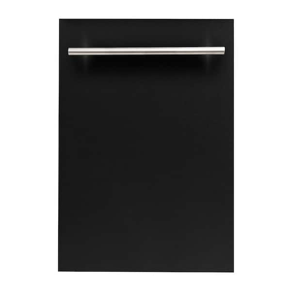 ZLINE Kitchen and Bath 18 in. Top Control 6-Cycle Compact Dishwasher with 2 Racks in Black Matte and Modern Handle