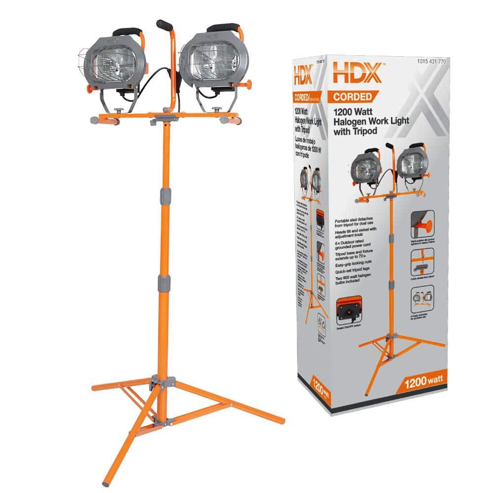 HDX 1200-Watt Halogen Tripod Work Light LG351-1200W - The Home Depot