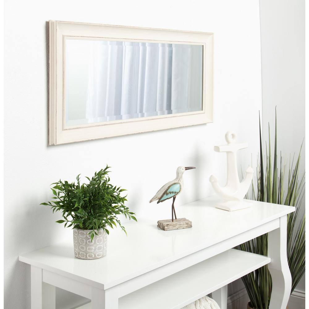 Macon Distressed Soft White Full Length Beveled Wall Mirror 16x36