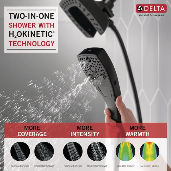 Delta In2ition Two-in-One 5-Spray 5.8 in Dual Wall Handheld Shower Head Chrome 