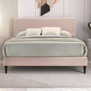 Bayson Towel Pink Wood Frame Full Platform Bed with Headboard