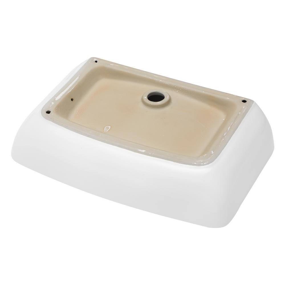 24" x 15" White Ceramic Rectangular Bathroom Vessel Sink
