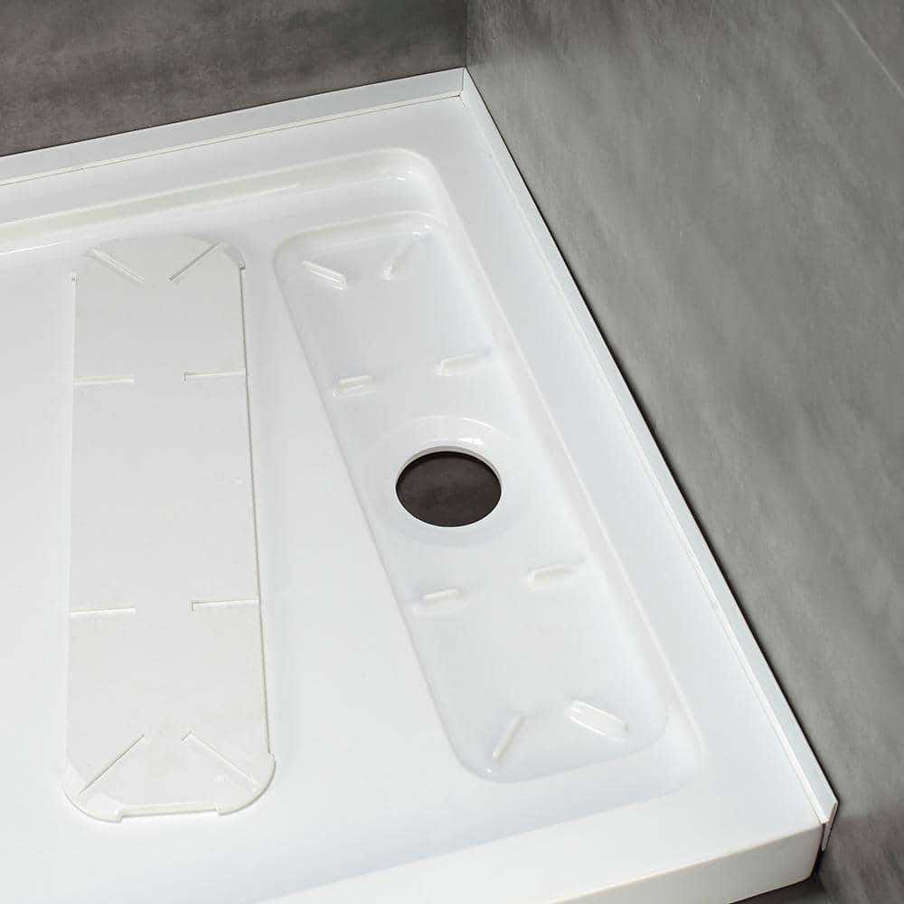 White Acrylic 48x32 Rectangular Shower Base with Hidden Drain