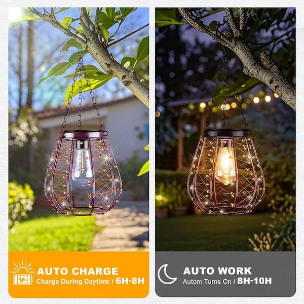 Hanging Solar Lantern Lights, Solar Chandelier Outdoor Waterproof