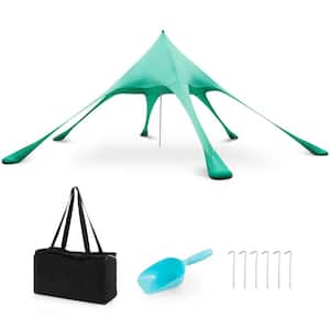 20 ft. x 20 ft. Beach Sunshade Canopy UPF50+ with Carry Bag & 8 Sandbags and Shovel Green