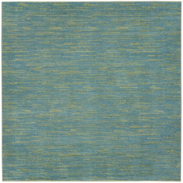 Blue, Green 5 ft. x 5 ft. Woven Polypropylene Indoor/Outdoor Area Rug