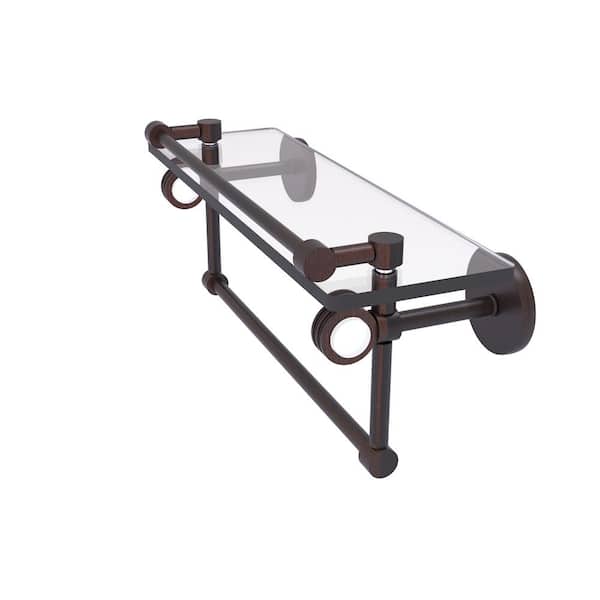 Allied Brass Clearview 16 in. W x 6.7 in. H x 5.8 in. D Glass Rectangular Shelf in Venetian Bronze with Towel Bar and Dotted Accents