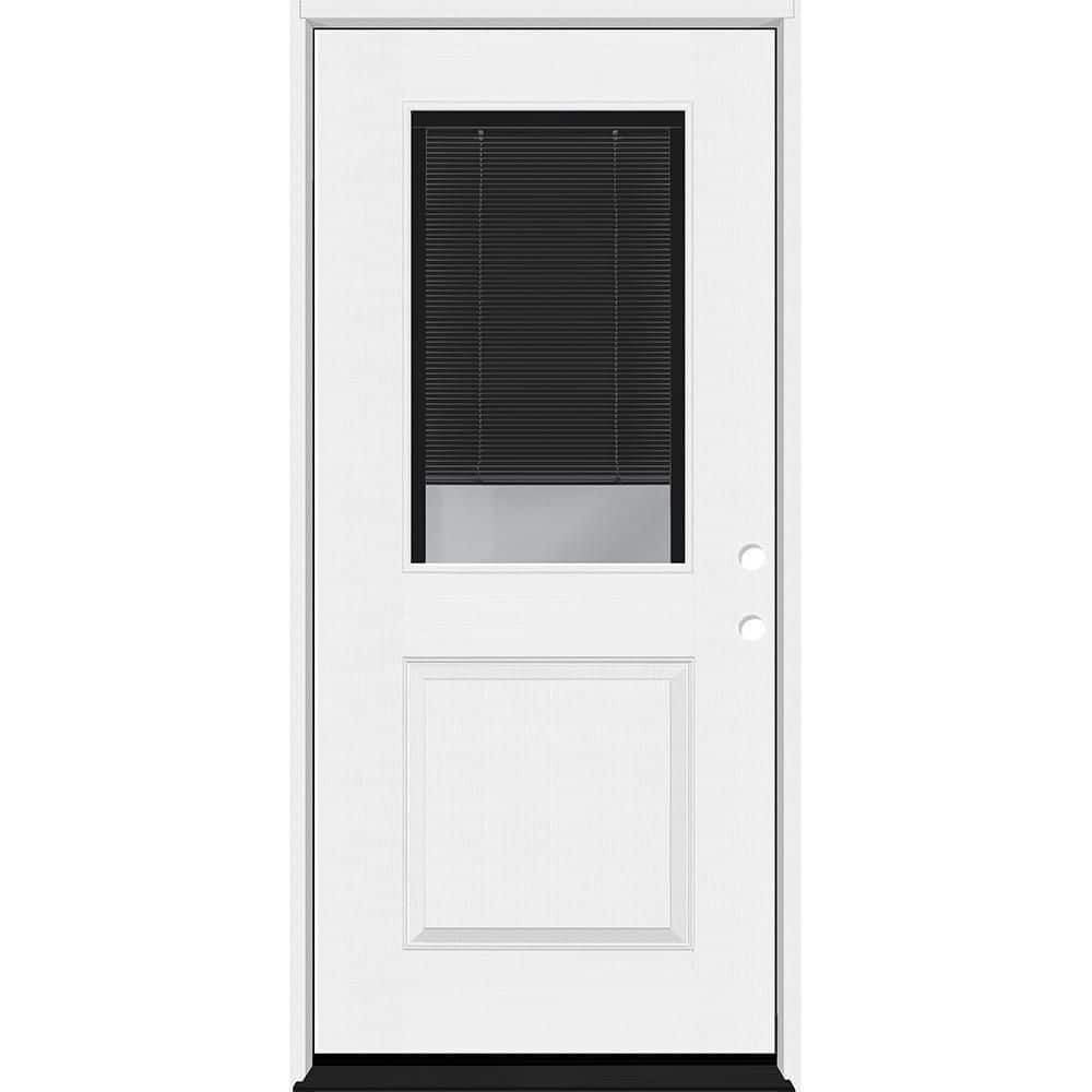 Legacy 36 in. x 80 in. 1/2 Lite Clear Glass Noir Miniblind LHIS White Finish Fiberglass Prehung Door w/6-9/16 in. Jamb price history on PriceWatchPro