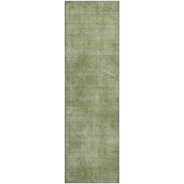 Mayfield Premium Machine Washable Abstract AMF1018 Green 2 ft. 3 in. x 7 ft. 6 in. Runner Rug