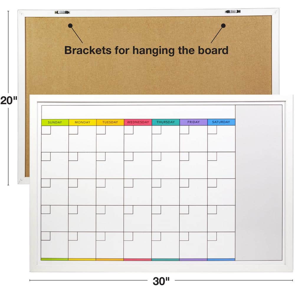 Large White Magnetic Dry Erase Calendar Board with Accessories