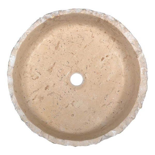 ANZZI Desert Crown Round Natural Stone Vessel Sink in Classic Cream Marble