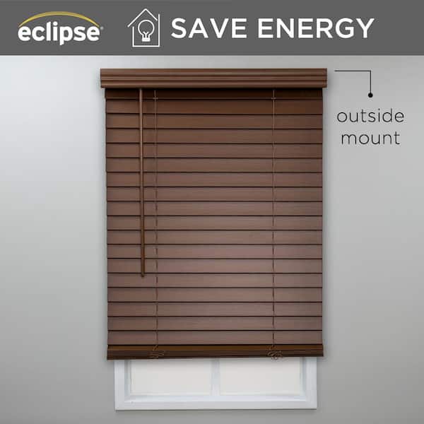 Eclipse Dark Oak Cordless Room Darkening Venetian Faux Wood Blinds