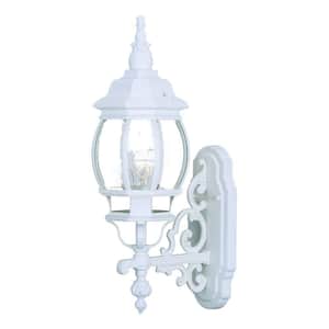 Chateau Collection 1-Light Textured White Outdoor Wall Lantern Sconce