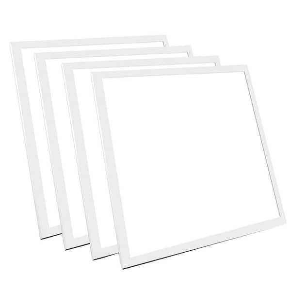 2 ft. x 2 ft. White Integrated LED Flat Panel Troffer Light Fixture at 5800 Lumens, 5000K Bright White (4-Pieces)