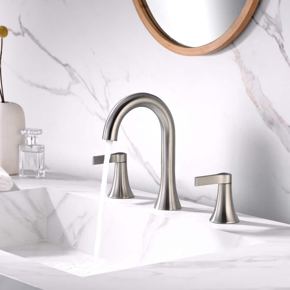 Reesley Brushed Nickel Widespread 2-Handle Bathroom Faucet