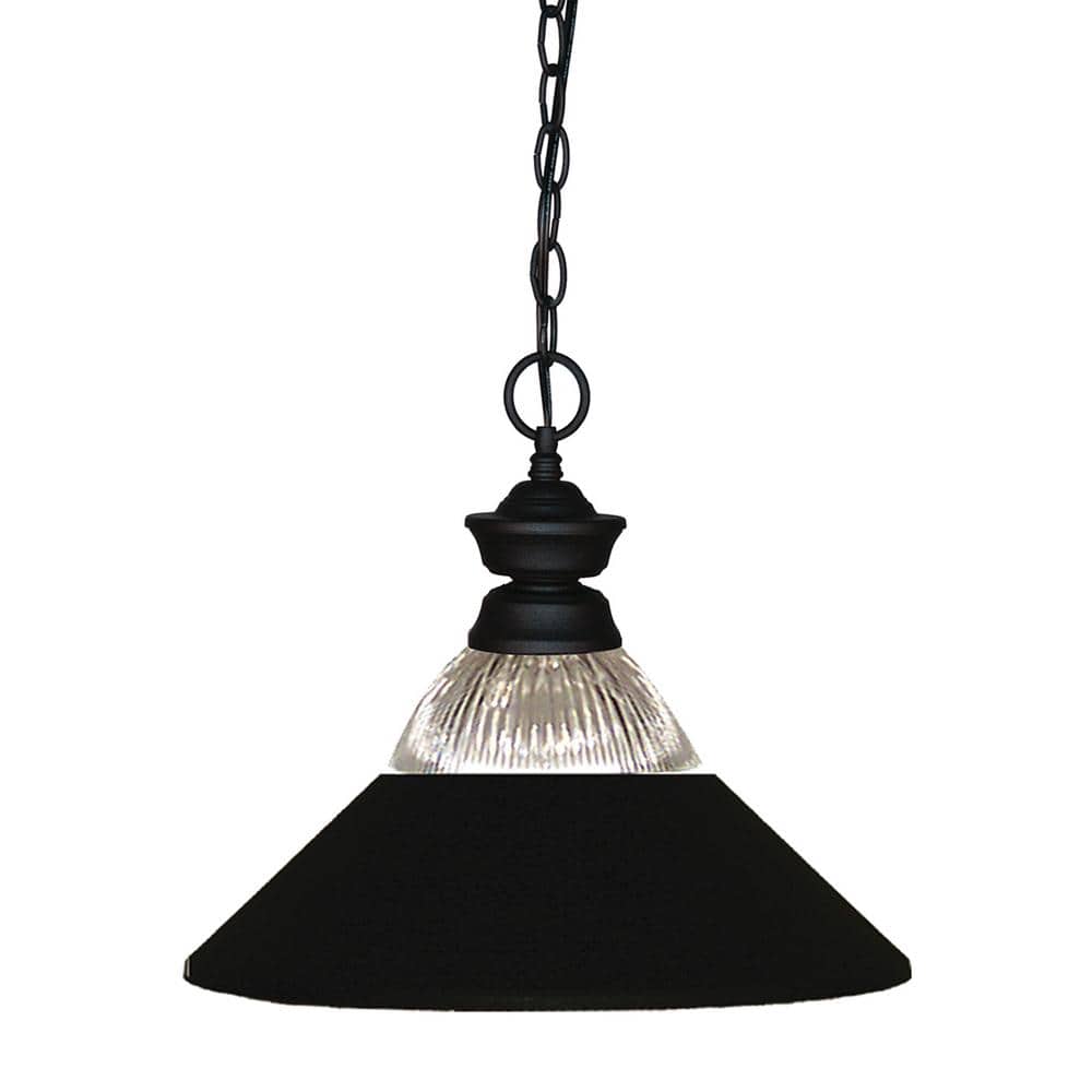 Stealth Matte Black 13" Glass & Metal Billiard Pendant Light