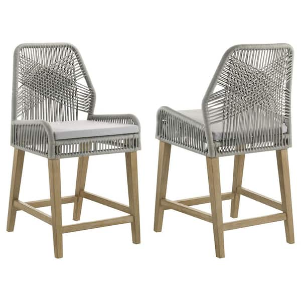 Coaster Nakia 25.5 in. H Gray Wood Frame Counter Height Stools (Set of 2)