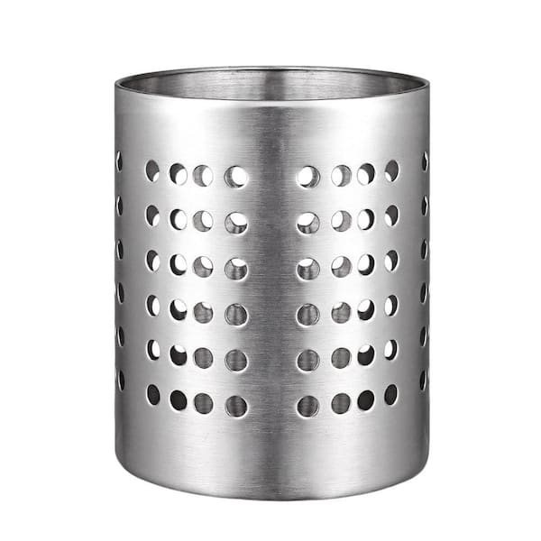 5.32 in. Stainless Steel Utensil Holder with Utility and Sturdy for Home, Kitchen and Countertops, Silver (1-Pack)