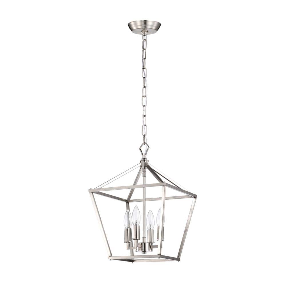 Modern Farmhouse 4-Light Brushed Nickel Lantern Pendant