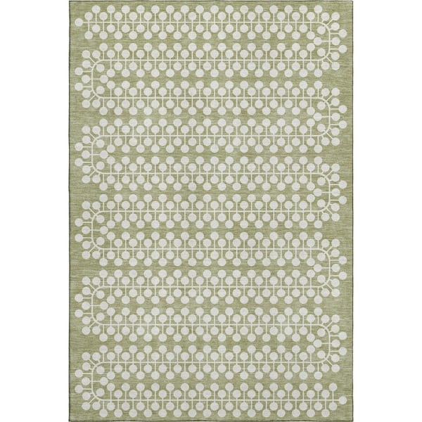 Mayfield Premium Machine Washable Abstract AMF2247 Aloe 9 ft. x 12 ft. Area Rug