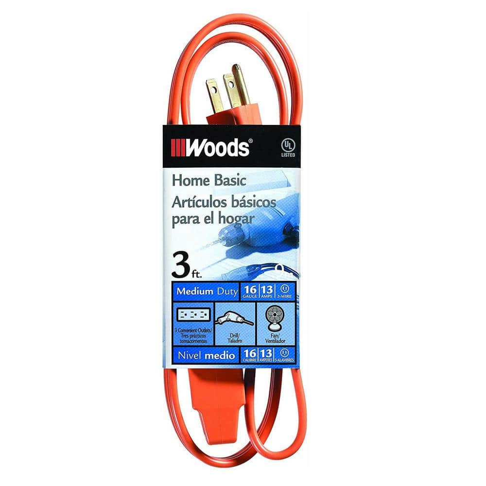 3 ft. 16/3 Multi-Outlet (3) IndoorLight-Duty Extension Cord with Power Tap, Orange price history on PriceWatchPro