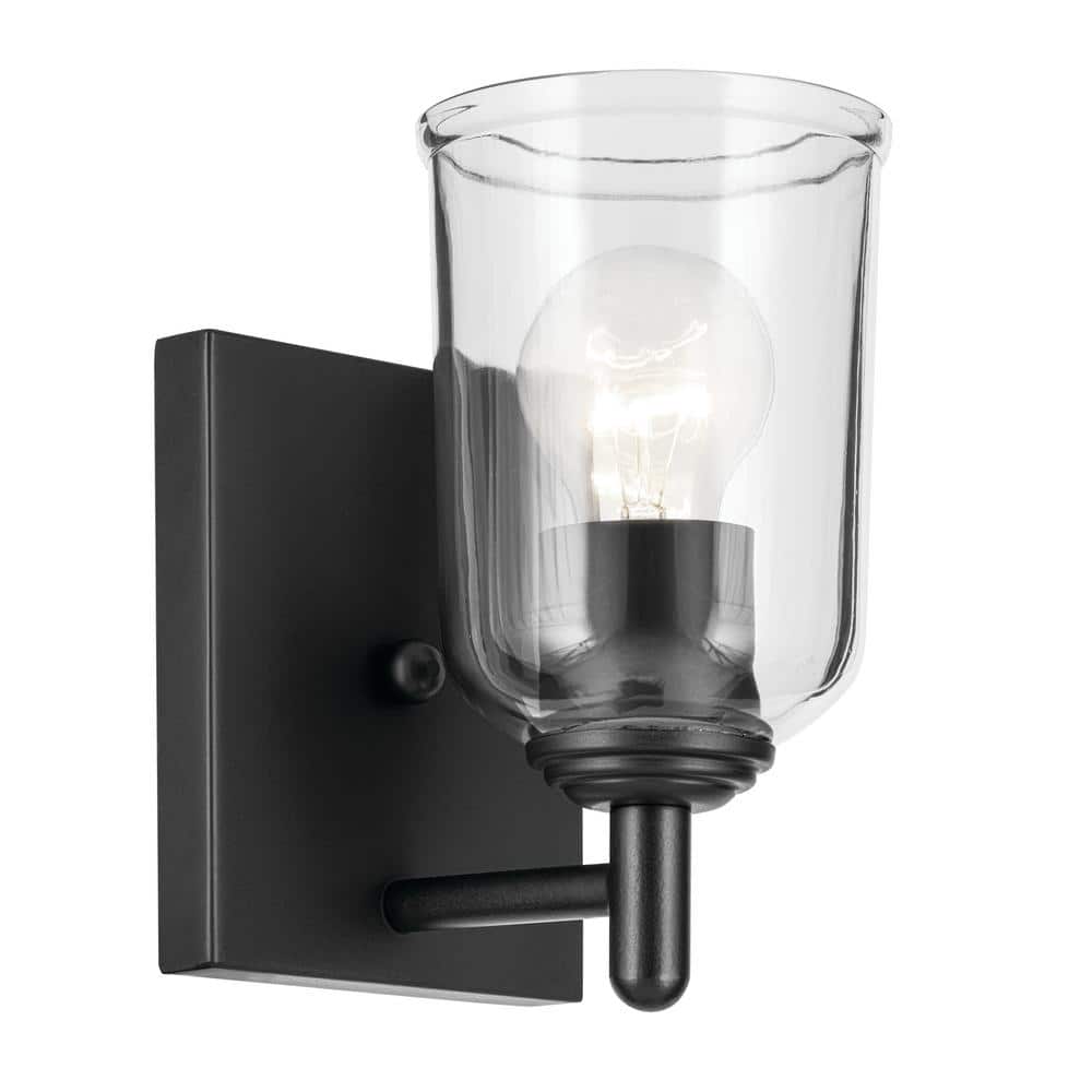 Shailene 1-Light Black Bathroom Indoor Wall Sconce Light with Clear Glass Shade price history on PriceWatchPro