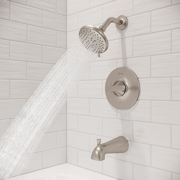 Weller 1-Handle Tub and Shower Faucet Trim Kit Brushed Nickel (Valve Not Included)